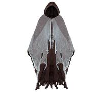 Cape Halloween Déchirée à Capuche Adulte Fantôme Démon Zombie Effrayant | Tissu gaze effilochée bords irréguliers trous pour apparence revenant spectral réaliste durant nuit horreur et animations