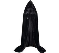 Cape longue à capuche en velours pour Noël et Halloween, unisexe, pour déguisement de Diable, Sorcière, Magicien, Noël, cosplay médiéval Coffee