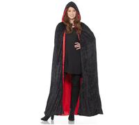 Cape longue réversible noir et rouge luxe adulte