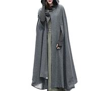 Cape manteau à capuche pour femme - Cape d'hiver/d'automne ouverte sur le devant - Cape ample châle - Manteau long - Manteau d'extérieur - Veste victorienne de la Renaissance - Robe décontractée