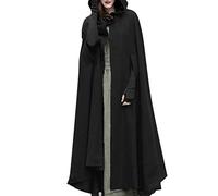 Cape manteau à capuche pour femme - Cape d'hiver/d'automne ouverte sur le devant - Cape ample châle - Manteau long - Manteau d'extérieur - Veste victorienne de la Renaissance - Robe décontractée