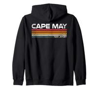 Cape May, New Jersey, Motif côtier Vintage à Rayures rétro Sweat à Capuche