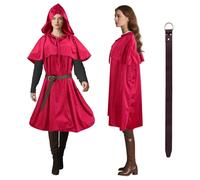 Cape médiévale 3 en 1 avec armure d'épaule et ceinture réglable - Cape à capuche - Vêtement de renaissance pour homme et femme - Costume polyvalent pour sorcière, pirate, cosplay (LARP, Hobbit