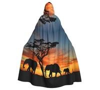 Cape médiévale à capuche avec imprimé éléphant d'Afrique - Cape de la Renaissance - Unisexe - Pour Halloween, Noël, fête