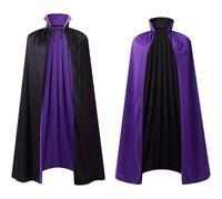 Cape MéDiéVale à Capuche RéVersible En Satin - Deguisement Vampire Adulte Noir Rouge - Cape Vampire Double Faces - Cape De DéGuisement D'Halloween Carnaval - Costume SorcièRe Medieval Gothique Noël