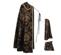 Cape médiévale | Costume médiéval avec motif brocart | Cape de renaissance - pour festival d'Halloween, cosplay, performance théâtrale et