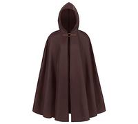 Cape médiévale élégante pour homme, Burkhard avec capuche, costume de magicien, vêtements de jeu de rôle, costume d'Halloween - Couleur unie - Manteau à capuche Renaissance, O Marron., taille unique