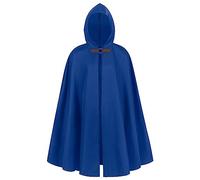 Cape médiévale élégante pour homme, Burkhard avec capuche, costume de magicien, vêtements de jeu de rôle, costume d'Halloween - Couleur unie - Manteau à capuche Renaissance, O bleu., taille unique