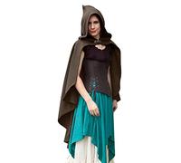 Cape Medievale Femme avec Capuche, Cape de d'halloween de Sorcière Vampire pour Déguisement,Cape Retro Femme Couleurs Pures de Mode Cosplay Velours Doré Capes pour Renaissance Victorien Cour Gothic