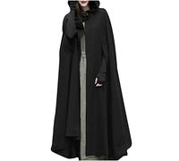 Cape médiévale pour femme - Grande taille - Longueur cheville - Avec manchette - Couleur unie - Trench avec capuche - Manteau en laine - Style Renaissance - Steampunk - Style gothique - Cosplay