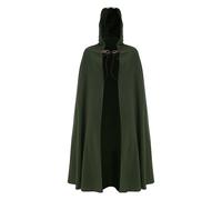 Cape médiévale pour homme à capuche, cape à capuche de la Renaissance, costume viking, steampunk, en coton et lin, longue capelet (vert armée, taille M)