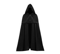 Cape médiévale pour homme et femme Burkhard Caftan avec capuche Manteau Costume de magicien Vêtements LARP Viking Halloween Robe Renaissance Tunique Vintage Clubwear Fête à thème Chemise, O Noir., XXL