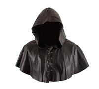 Cape médiévale Renaissance pour costume de moine de sorcière - Accessoire d'Halloween en cuir synthétique - Manteau gothique Steampunk Rogue - Costume pour homme et femme (noir)