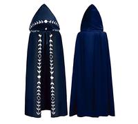 Cape médiévale unisexe gothique pour Halloween : costume d'Halloween pour femme avec capuche manteau poncho cape carnaval fêtes mascarade costume classique de vampire cape ghostface costume, bleu, M