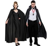 Cape noire longue Amscan - Taille standard (lot de 1) - l gant drap myst rieux en tissu pour costumes et occasions