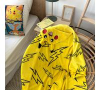 Cape plaid imprimée 100% polyester, pokémon éclair jaune 125X150