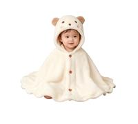Cape Poncho à Capuche pour Enfants Filles Garçons Poncho d'Hiver en Fausse Fourrure Chaud Épais Manteau de Siège Auto Bébé Châle d'Ours Mignon Veste Extérieur Coupe-vent pour Tout-Petits 0-3 Ans