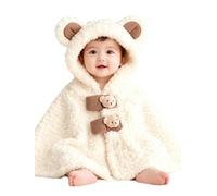 Cape Poncho à Capuche pour Enfants Filles Garçons Poncho d'Hiver en Fausse Fourrure Chaud Épais Manteau de Siège Auto Bébé Châle d'Ours Mignon Veste Extérieur Coupe-vent pour Tout-Petits 0-3 Ans