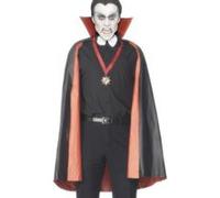 Cape réversible vampire rouge ou noire homme Halloween Taille Unique rouge
