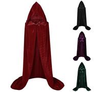 Cape Sorcier Velours à Capuche Adulte Magicien Mage Médiéval Renaissance | Étoffe douce brillante offre texture riche tombé noblesse, pour incarner avec prestance enchanteur ou ensorceleuse légendaire
