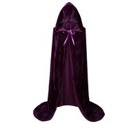 Cape Sorcier Velours à Capuche Adulte Magicien Mage Médiéval Renaissance | Étoffe douce brillante offre texture riche tombé noblesse, pour incarner avec prestance enchanteur ou ensorceleuse légendaire