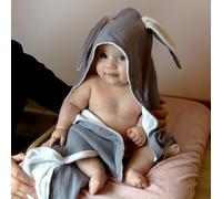 Monsieur Bébé - Cape, Sortie de Bain pour bébé intérieur 100% Coton - 100 x 100 cm - Lapin - Plusieurs Coloris Disponibles
