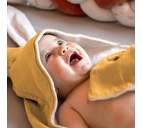 Monsieur Bébé - Cape, Sortie de Bain pour bébé intérieur 100% Coton - 100 x 100 cm - Lapin - Plusieurs Coloris Disponibles