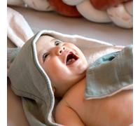 Monsieur Bébé – Cape de bain pour bébé Lapin 100 % coton 75 x 75 cm – Plusieurs coloris
