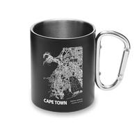 Cape Town Africa Blueprint City Map Tasse en métal avec poignée mousqueton