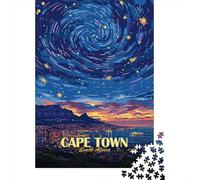 Cape Town South Africa Night Sky De Fin D'année Puzzle en Bois, 1000 pièces | Pour se détendre après Noël : ce puzzle 1000 pièces adulte offre une activité calme entre deux moments festifs.