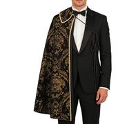 Cape Tudor - Costume Renaissance Médiévale | Cape Du Roi Tudor Noble | Conception Demi-épaule, Col Châle, Motif Brocart, Polyester, 110 Cm/43,3 Pouces De Long, 480 G, Pour Hommes Cosplay Renaissance F