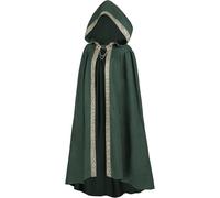 Cape unisexe avec capuche, costume d'Halloween, robe de magicien, longue cape avec rubans en satin et liens, veste de renaissance, gothique, costume médiéval, pour fête d'Halloween