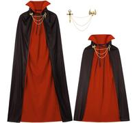 Cape vampire pour enfants à col montant pour adultes, noire et rouge double face, cape vampire noble pour hommes et femmes, costumed vampireHalloween enfants, capes Dracula, capei vampiro déguisement