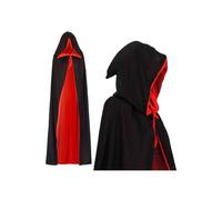 Cape Vampire Réversible Capuche Noir Rouge 130cm Déguisement Adulte Enfant Halloween Cosplay Dracula Polyester Haute Qualité