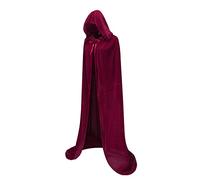 Cape Velours Bordeaux 150 cm Avec Capuche - Costume Adulte Pour Noël, Halloween, Bal Masqué - Cape de Sorcière, Magicien - Rouge Vin