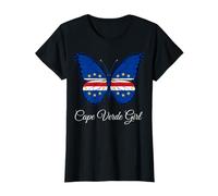 Cape Verde Girl Flag Butterfly Island Pride T-Shirt
