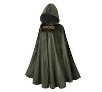 Cape verte de la Renaissance avec capuche, cape médiévale en velours avec capuche, capeline pour homme et femme, pour costume d'Halloween (vert armée, M)