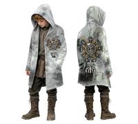 Cape viking mi-longue pour garçon - Imprimé 3D - Sweat à capuche pour enfant - Costume médiéval pour Halloween, c5, 11-12 ans