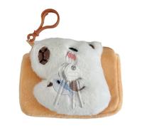 Capebara Porte-clés, sac décontracté en peluche Capybara, support de monnaie farci doux | Mini Design pour animaux avec fermeture à glissière, organisateur de sacs, blanc, riferimento alla