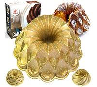 CapeCake Moule à gâteau rond en aluminium moulé de 24 cm de diamètre, moule à gâteau cannelé de qualité supérieure, moule à gâteau rond avec double couche de revêtement antiadhésif, moule cannelé