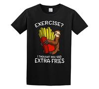 capeclain Exercise I Thought You Said Extra Fries! Unisex 100% Cotton Short-Sleeve T-Shirts Black L