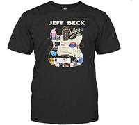 capeclain Guitar Jeff Beck Band Members Signatures Unisex 100% Cotton Short-Sleeve T-Shirts Black XL
