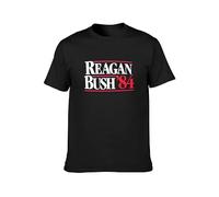 capeclain Reagan Bush 1984 Republican Presidential Election GOP Unisex 100% Cotton Short-Sleeve T-Shirts Black XXXL