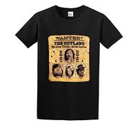 capeclain Willienelson Wanted The Outlaws Unisex 100% Cotton Short-Sleeve T-Shirts Black L