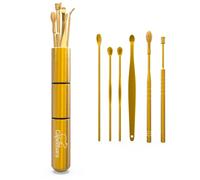 Capeebara - Coton-Tige Lavable en Inox - Nettoyeurs Oreille Réutilisable - (Kit de 6, Or)