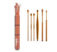 Capeebara - Coton-Tige Lavable en Inox - Nettoyeurs Oreille Réutilisable - (Kit de 6, Rose Cuivré)