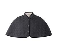 Capelet châle boutonné sur le devant pour femme avec doublure en polaire - Ponchos chauds pour l'automne et l'hiver - Châle matelassé thermique - Cache-épaules, gris foncé, Taille unique