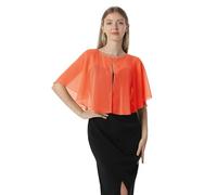 Hotshawl Capelet en mousseline de soie douce pour robe de soirée, style années 1920, pour femme, Orange rouge, taille unique