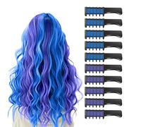 Capelli Gesso Pettine per Ragazze e Bambini,10 Pezzi Gessetti per Capelli Temporanei Gesso Regalo di Compleanno per Bambini Età 5 6 7 8 9 10 Lavabile Tintura per Party,Natale e Cosplay(Violet+Bleu)