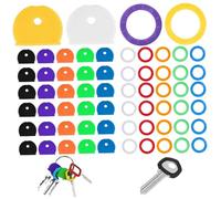 Capes clés 64pcs, couvercle clé en semi-cercle ronde et plat, boucles de couvertures colorées mignonnes, couvercles d'identificateurs en plastique portables pour la maison